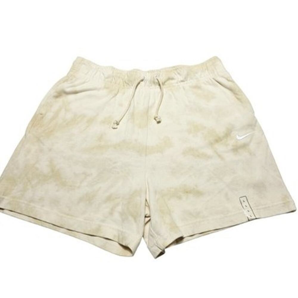 Nike Womens Loose Fit Mid Rise Tie Dye Shorts Tan Cream DM6712-126 Large NEW
